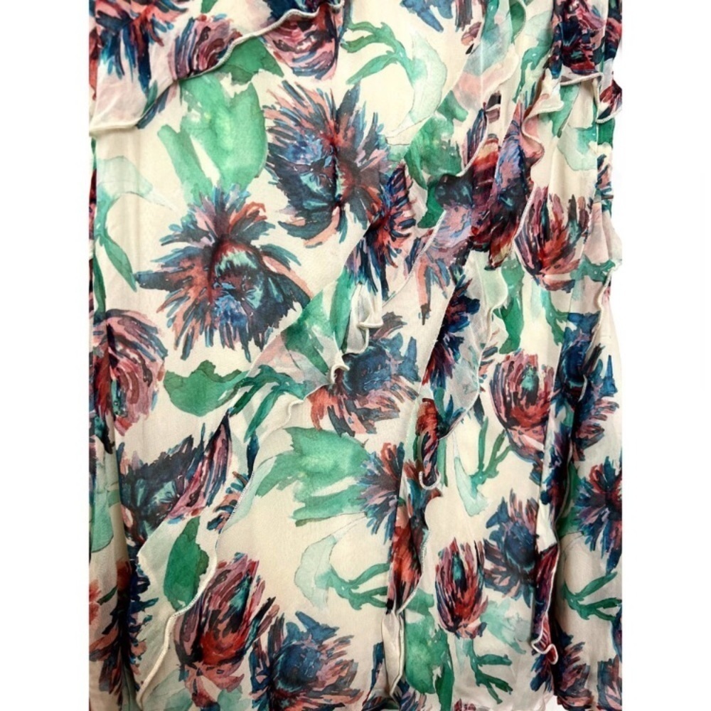 ANTHROPOLOGIE • Watercolor Floral Ruffle Strappy Back Mini Dress - Picture 8 of 16
